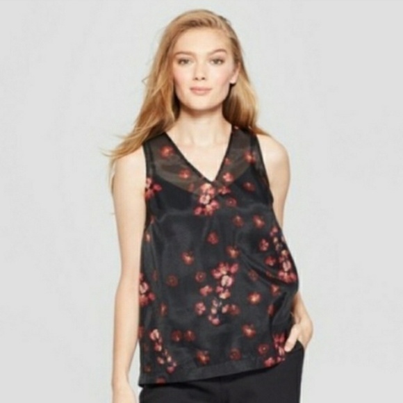 *Women’s New V Neck Semi Sheer Tank Top Blouse Size Small A New Day - Picture 2 of 4